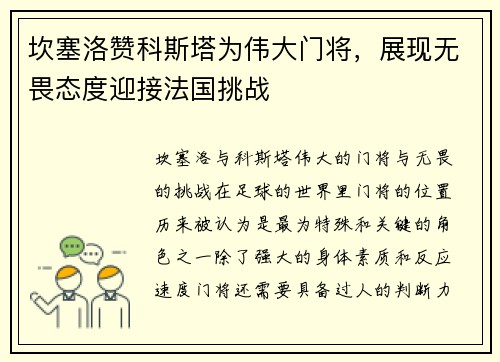 坎塞洛赞科斯塔为伟大门将，展现无畏态度迎接法国挑战